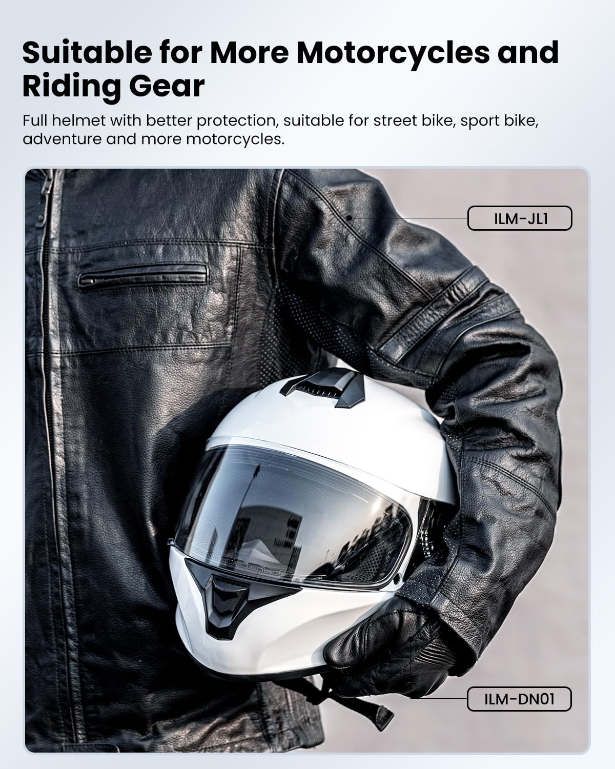 ILM Full Face Motorcycle Street Bike Helmet with Enlarged Air Vents, Free Replacement Visor for Men Women DOT Approved Model ST-06 (White, Medium) : Automotive