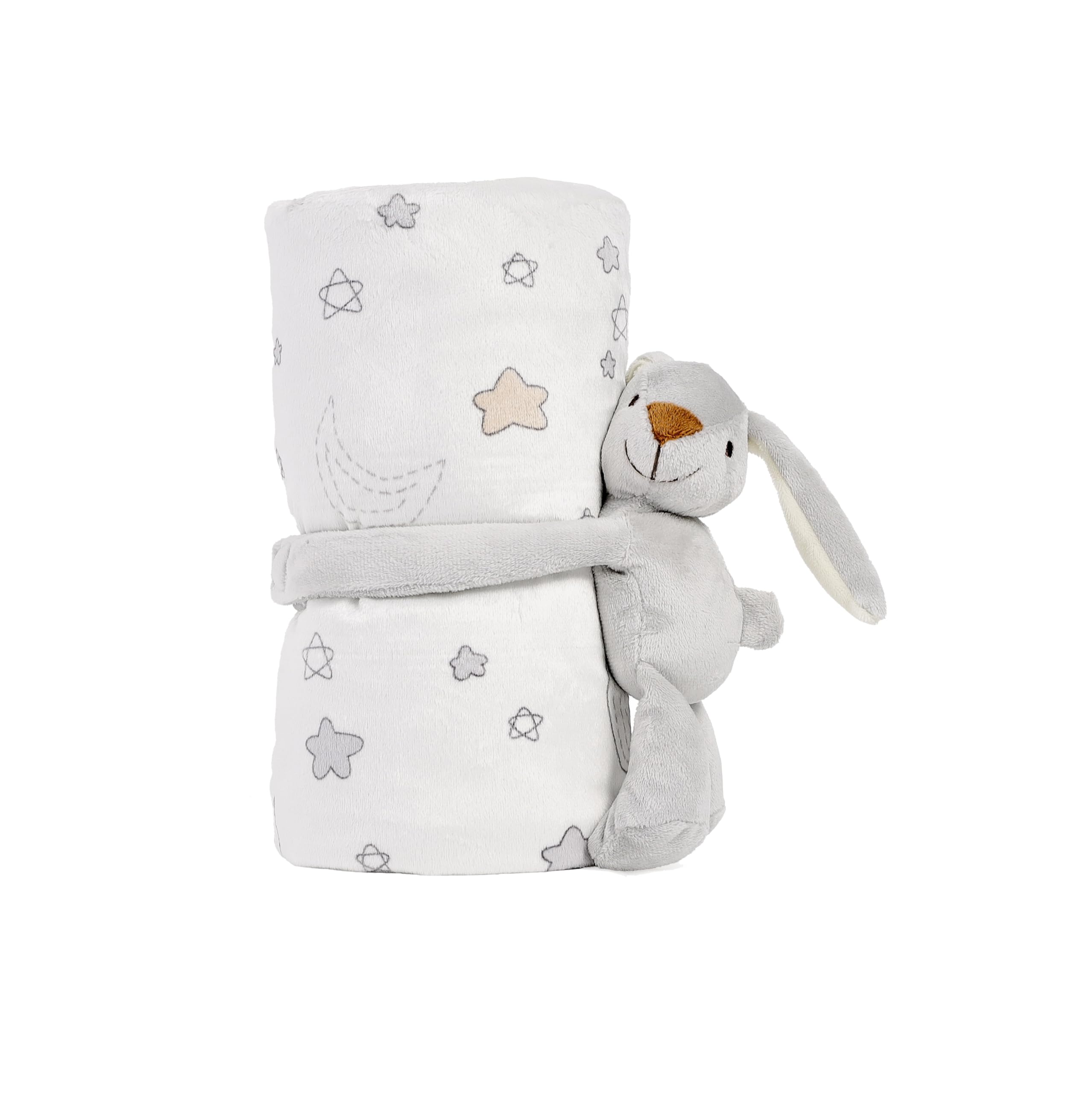 CREVENT Kuschelig weiche warme Fleece-Babydecke für Mädchen Jungen, Neugeborenes Essentials für Kleinkind, Baby Shower Receiving Gift - Nerzdecke 75X100cm + Hugging Bunny