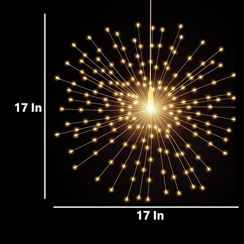 Miniatura 7 de Paquete de 4 800 luces LED con forma de esfera de explosión de estrellas, luces de fuegos artificiales, 8 modos regulables, control remoto,