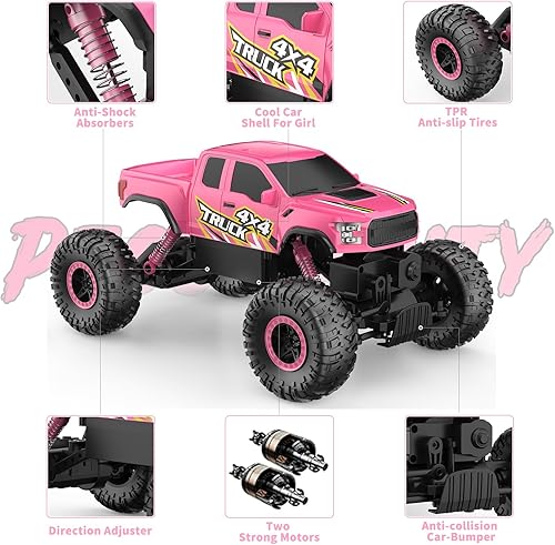 Miniatura 2 de Double E Raptor F150 RC Car 4WD 2 Motors Monster Trucks para niñas, 11 pulgadas, vehículo rastreador todoterreno de juguete con batería recargable,