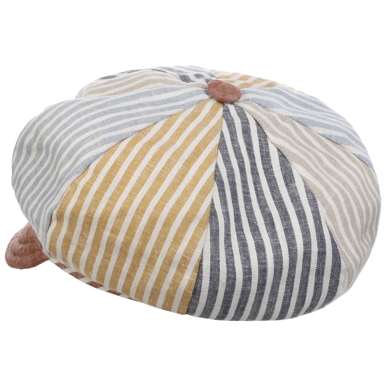 Lipodo Casquette Gavroche Multicolour Stripes Femme - Made in Italy Baker Boy avec Etiquette en Lin Visiere, Visiere Ete Printemps-ete