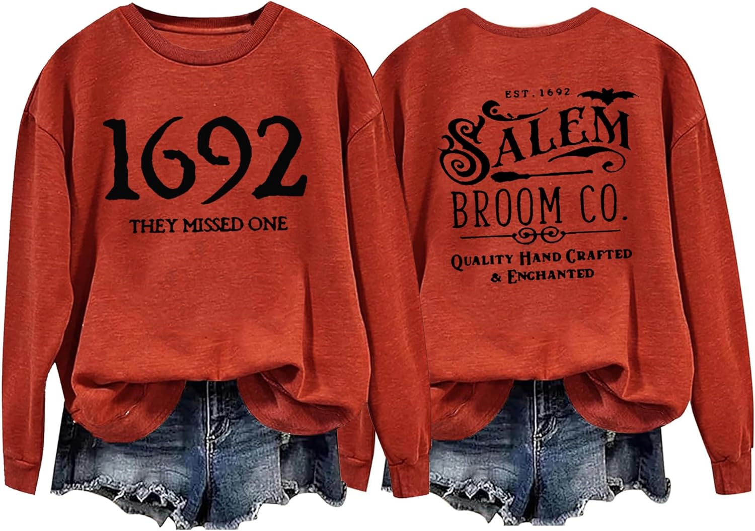 1692 They Missed One Halloween Shirts for Women Salem Witch Long Sleeve Shirt Halloween Hocus Pocus Pullover Tops