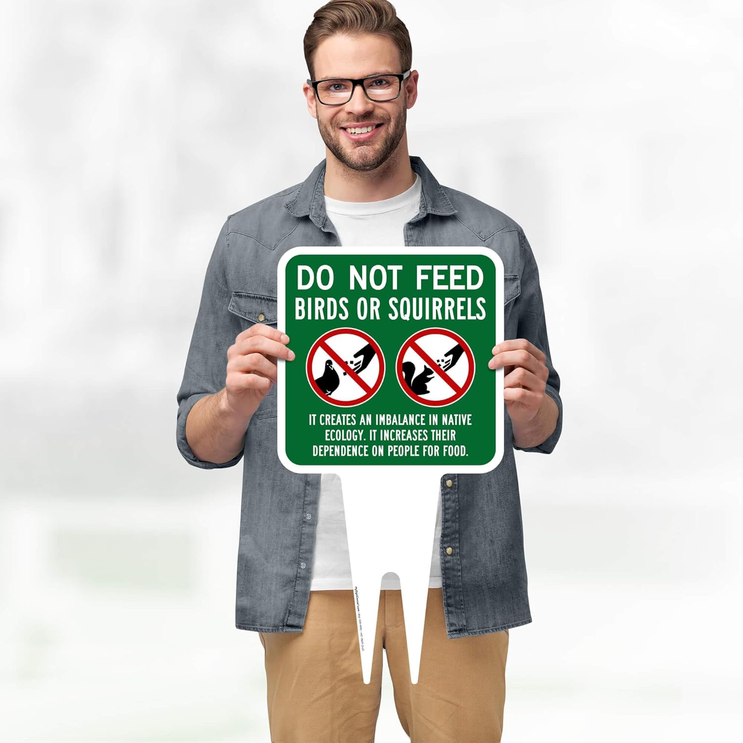 Do Not Feed Birds and Squirrels Sign, 11"x21", Heavy Duty Integrated Ground Stakes, Indoor/Outdoor Use, Rust Free Aluminum Composite, Made in USA by My Sign center