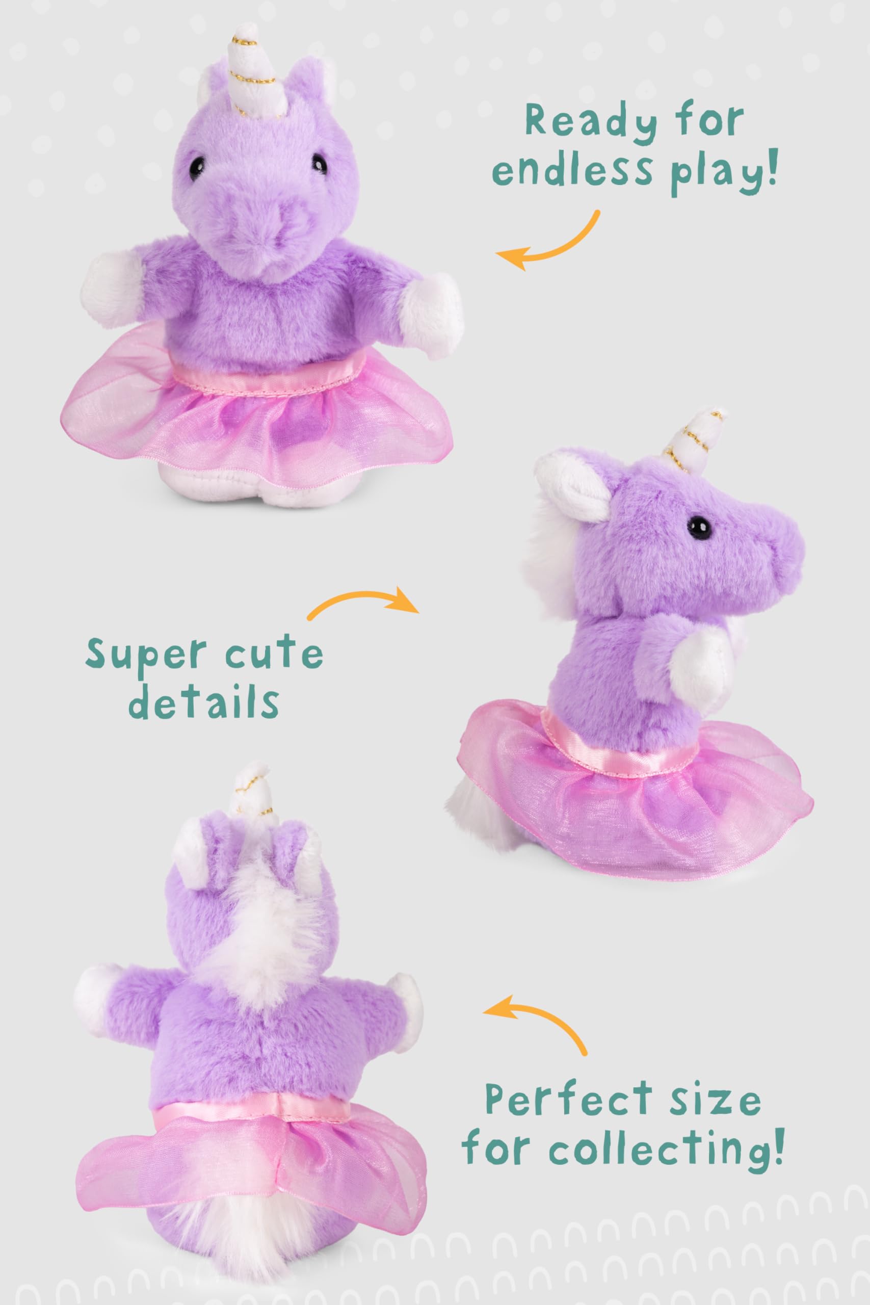 Living Nature LITTLE Play Tutu Purple Unicorn Animal Plush, 10 cm x 10 cm x 16 cm - Image 3