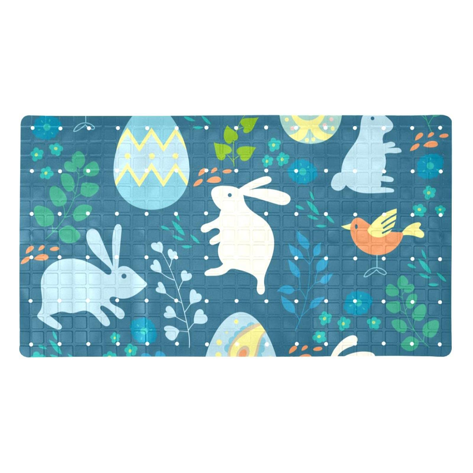 Tapis de bain coloré antidérapant avec trous de drainage et ventouses