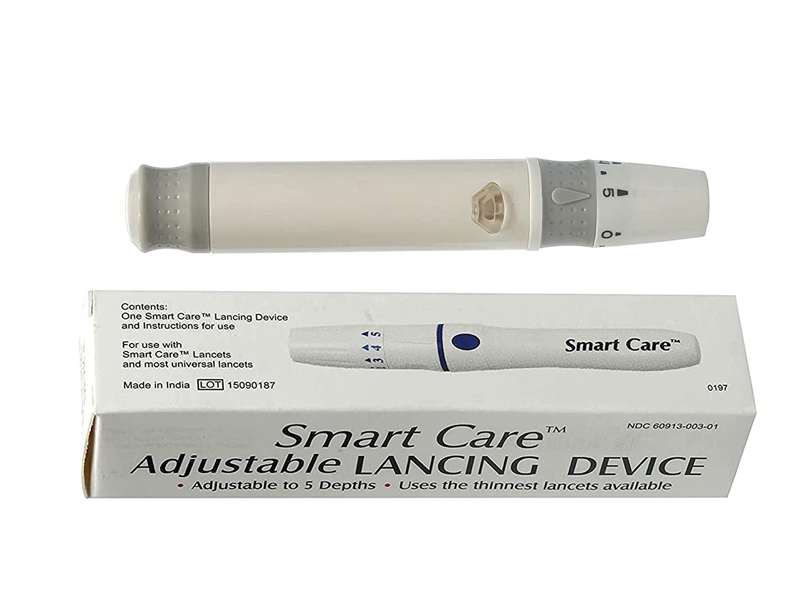 Smartcare Plastic Adjustable Lancing Device (White)