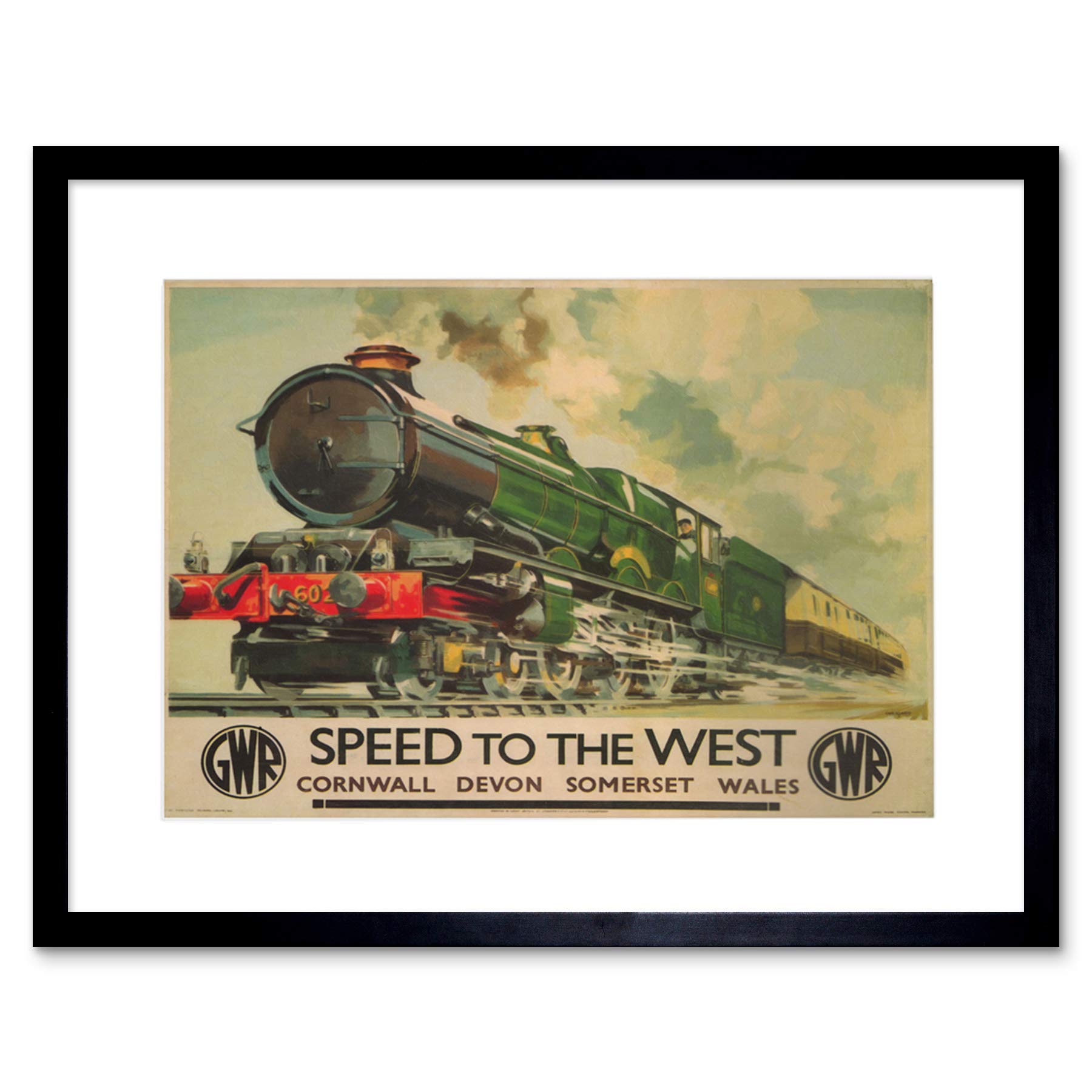 Wee Blue Coo Travel Gwr Railway Rail Train Steam Engine Cornwall Wales UK Framed Wall Art Print