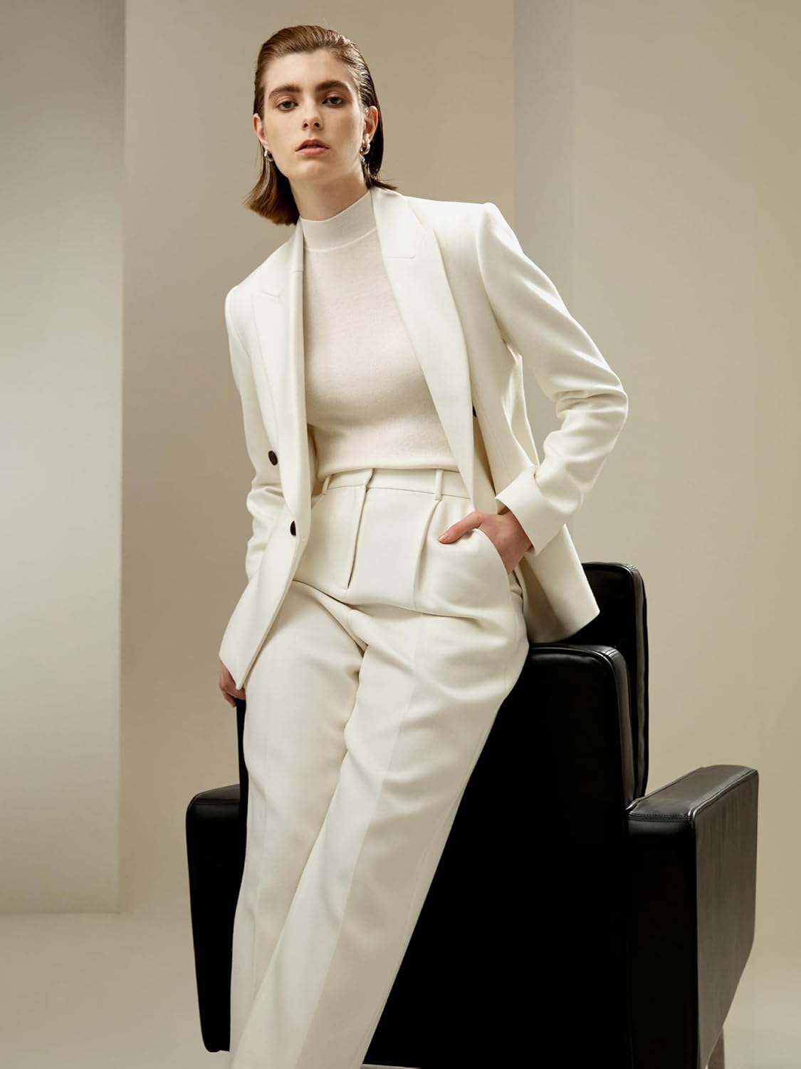 LilySilk Womens Wool Trouser for Winter Ladies Medium Rise Suit Pants Front Pleats Full Length Bottom Business Vacation