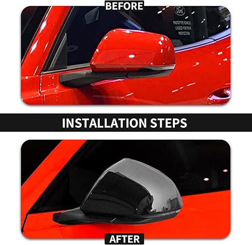 Miniatura 2 de Hoolcar Adhesivos para cubierta de espejo retrovisor de ABS, accesorios exteriores para Ford Mustang 2015-2022 2023 2024, negro, 2 unidades