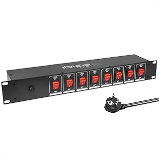 LC806S - IBIZA - 19" 8-Fach Einbausteckdosenleiste mit dediziertem Schalter - Aluminiumlegierung Schwarz - Schuko-Steckdosen