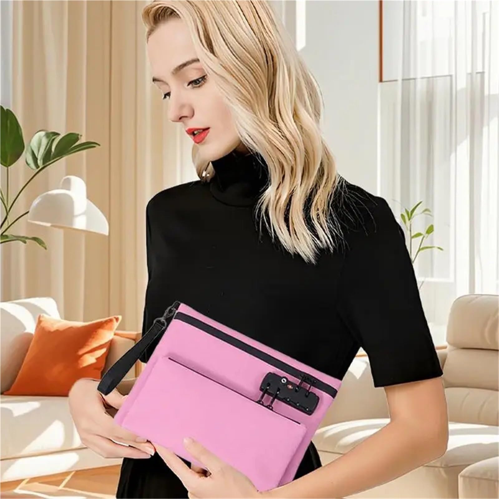 Bolsa de efectivo con cerradura, bolsa de viaje con cremallera, doble capa, portátil, impermeable, dinero for Camping, coche, barco Para objetos de valor(Color 2)