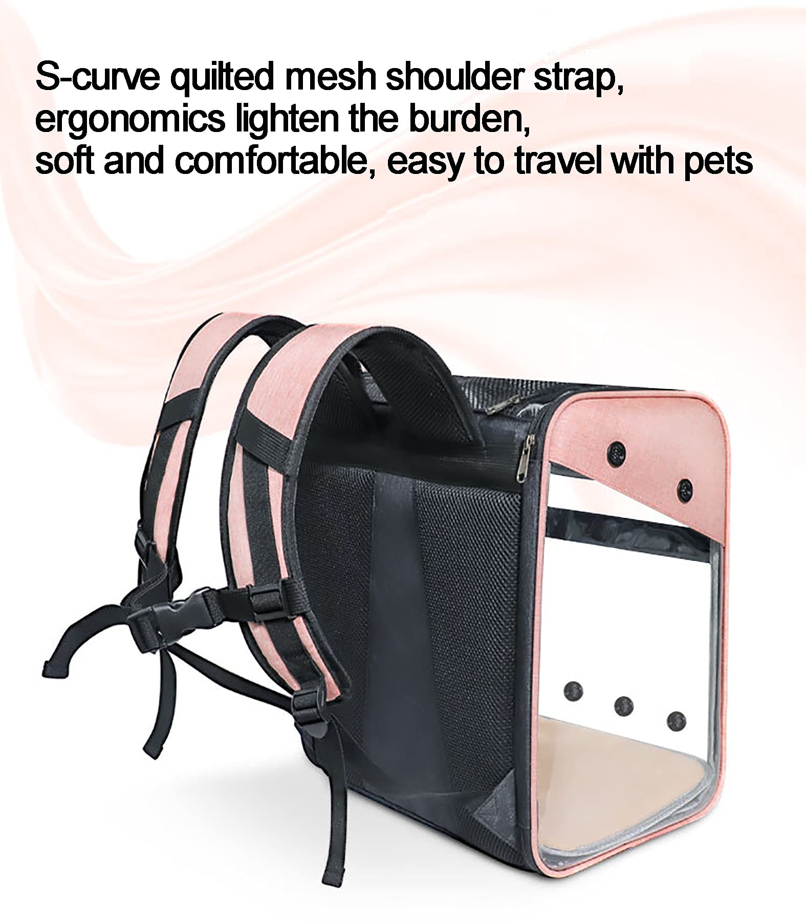NUEVO Mochila panorámica transpirable para mascotas transparente con doble hombro espacio cápsula bolsa para gatos que salga bolsa portátil para mascotas (azul marino)