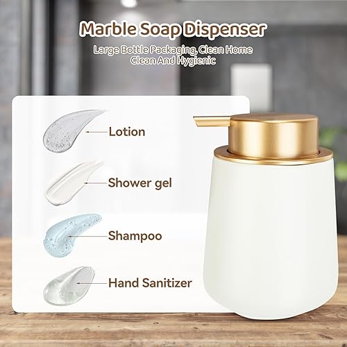 Miniatura 3 de Simcat Dispensador de jabón de manos, dispensador de jabón para platos de mármol, dispensador de jabón para encimera, botellas de loción de mano,