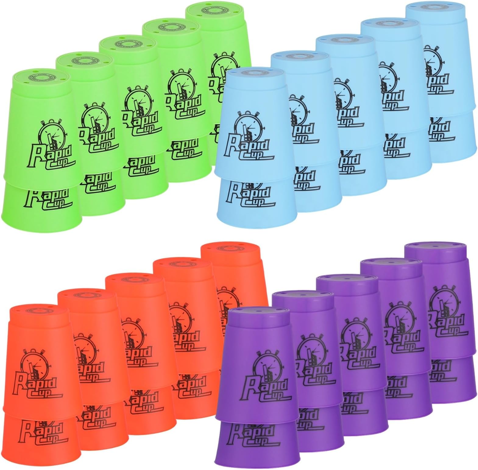 Sport Stacking Cups, 48pcs Sports Stacking Cups Sport Training Games for Travel Party Challenge Competition Gift for Kids and Adults (Blue+Green+Red+Purple)