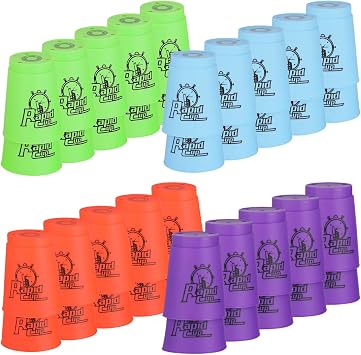 yeesport 48 Pcs Sport Stacking Cups, Training & Competition Set with 4 Bags | 3 air vents; anti-slip frosted grip; blue/green/orange/purple; builds agility & coordination; for travel, parties & gifting