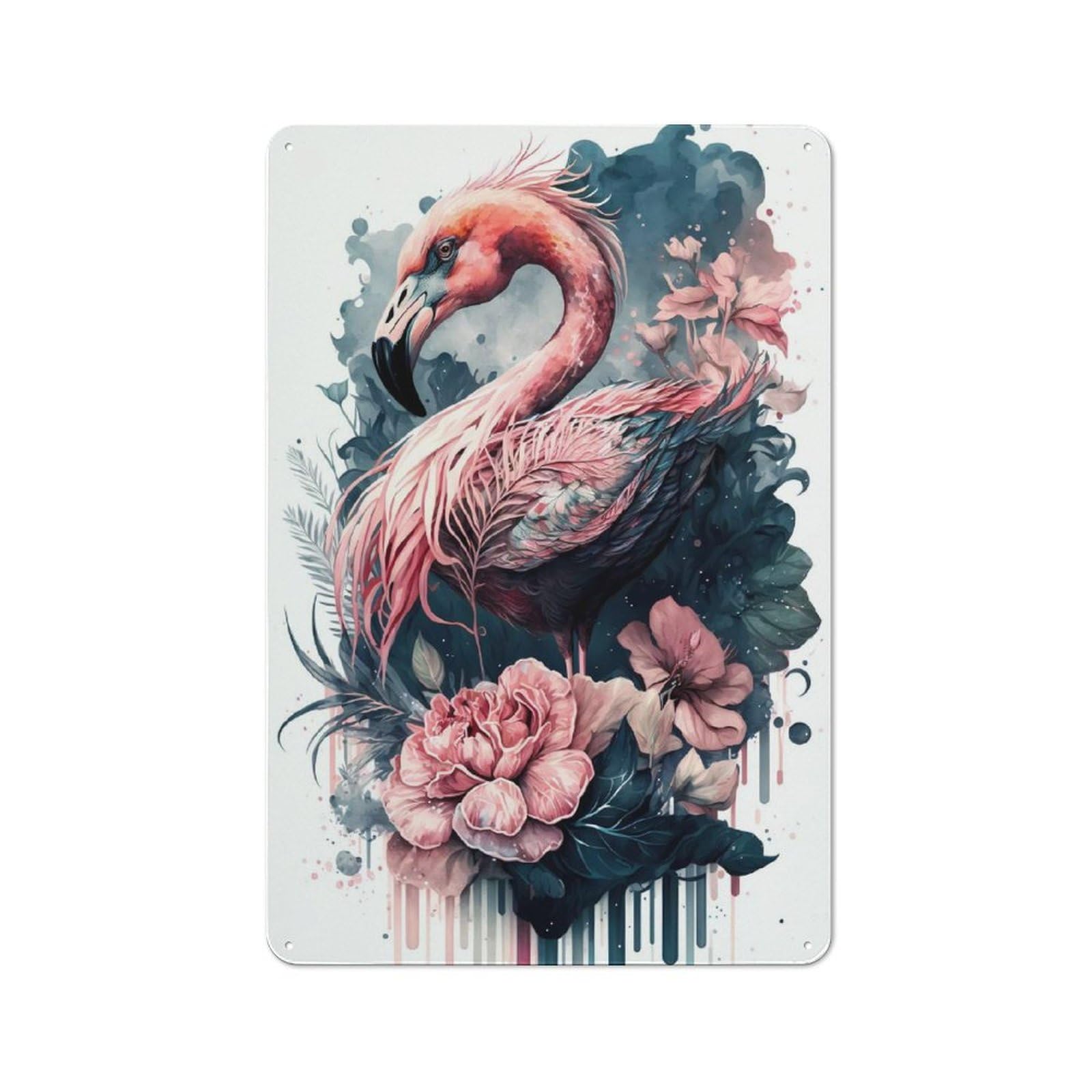 Junmoney Flamingo Lovely Retro Metal Wall Sign 30X20cm Featuring For Hallway Wall, For Garage, Workshop And Man Cave Decoration