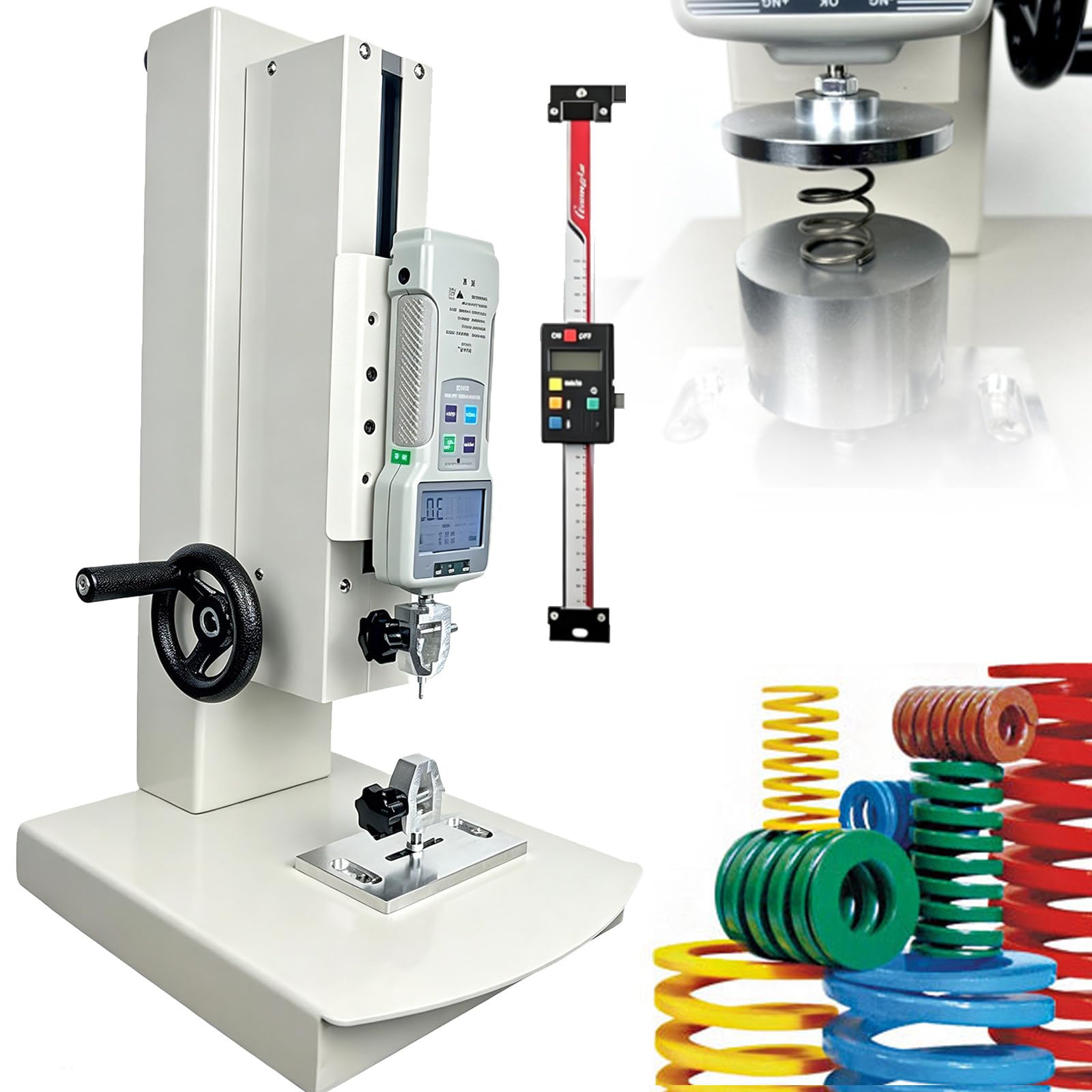 Osnzyc Tensile Compression Testing Machine,10-2000N Digital Tensile Pressure Tester, Hand Crank Vertical Tensile Test Bench for Textiles, Sports, Scientific Research, Fishing, Furniture WithRuler-20N