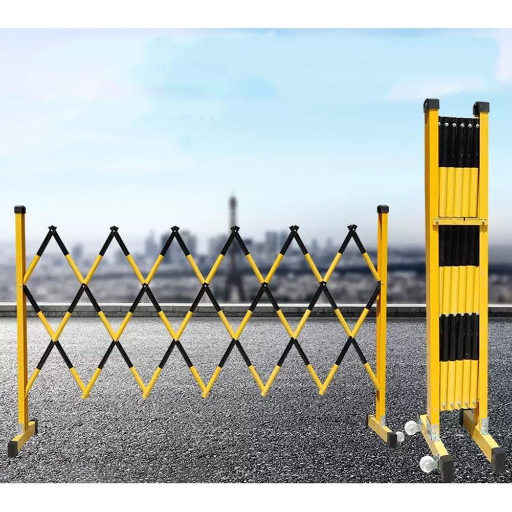 Barrière métallique rétractable industrielle pliante pour sécurité de chantier