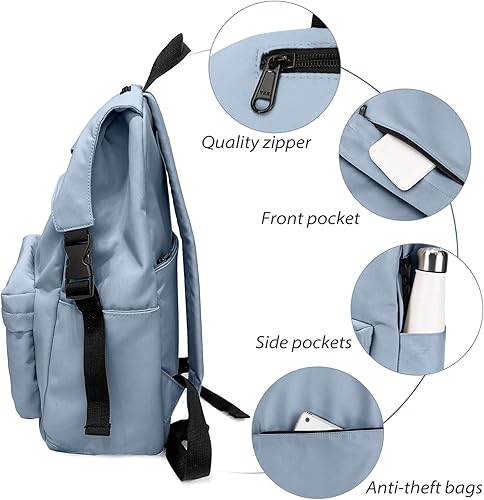 Miniatura 4 de Mochila escolar ligera para adolescentes y niñas, mochila de escuela secundaria para niños, escuela primaria, mochila para estudiantes, Azul,