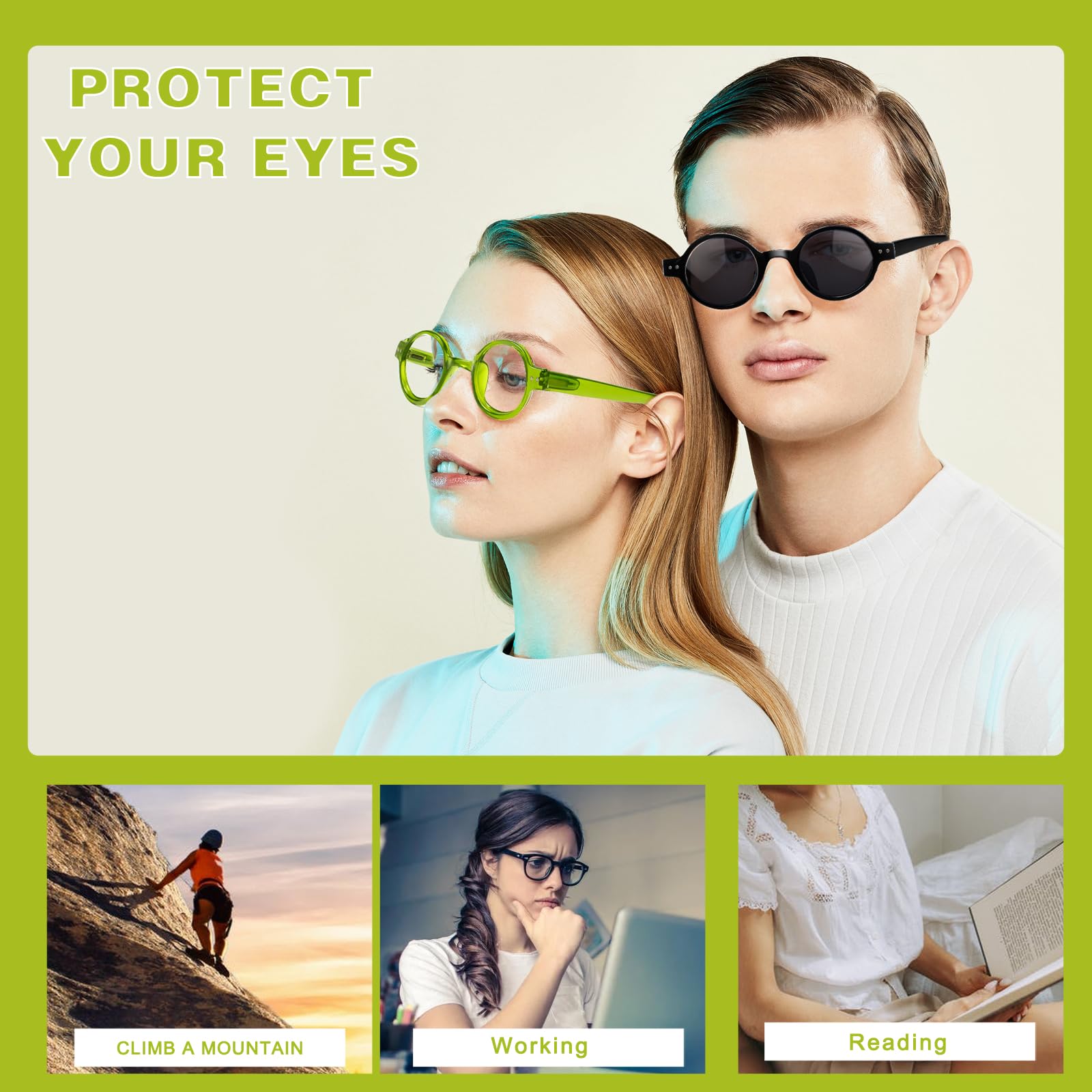 JOSCHOO Lesebrille, rund, Retro, für Damen und Herren, 5 Stück