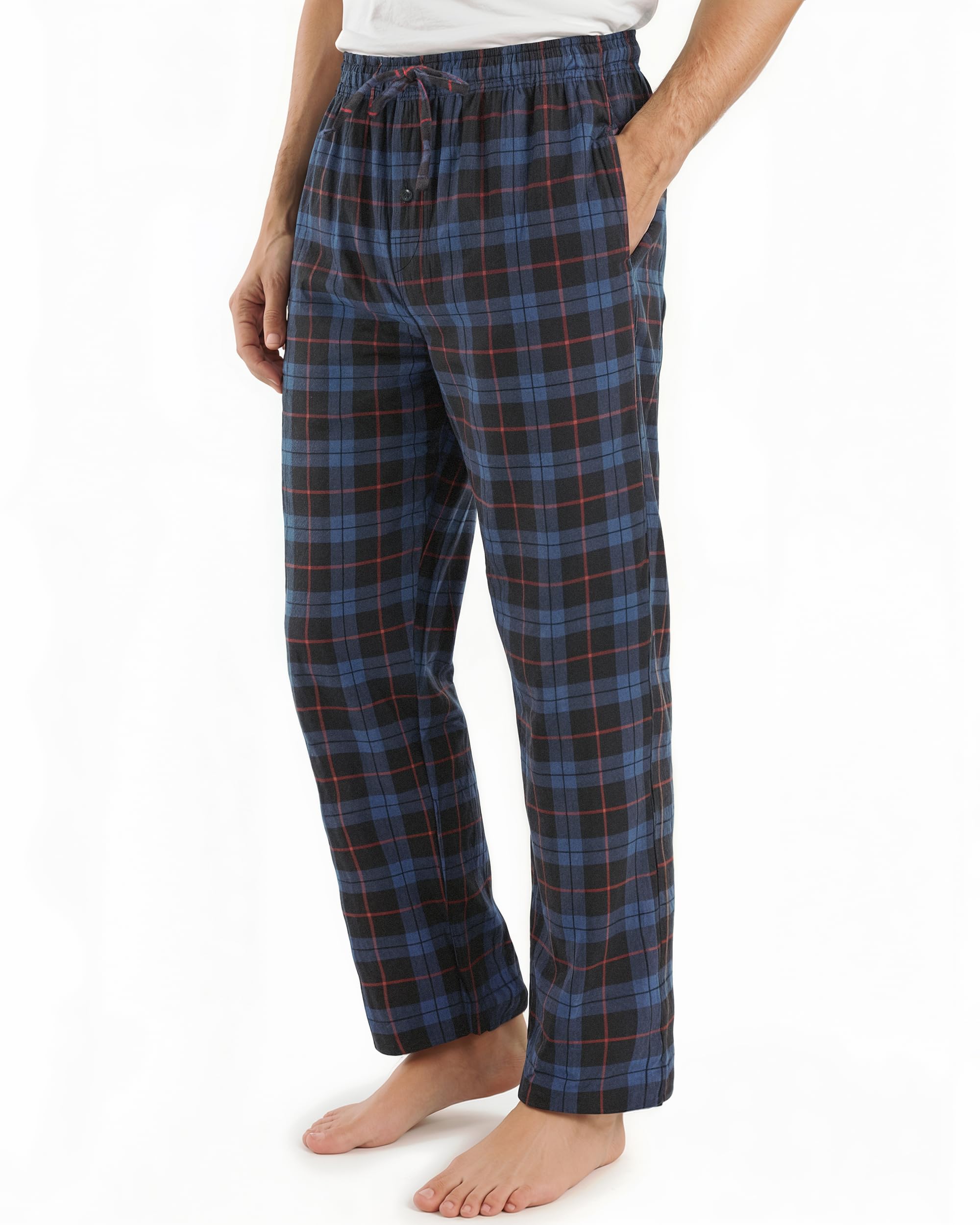 NY Threads Mens Flannel Pajama Pants with Pockets Soft Cotton Sleepwear Lounge PJ Bottoms
