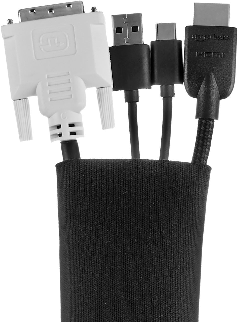 Amazon Basics Wire Cable Management Sleeve Cover Organizer - Zipper, 40-Inch, Black, 2-Pack