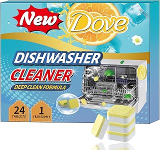 Dishwasher Cleaner and Deodorizer Tablets, 24 Pack Deep Clean Dishwasher Cleaner for 12 Months Supply, Remover Limescale, Odor, Hard Water, Calcium, Smell and Mineral Buildup