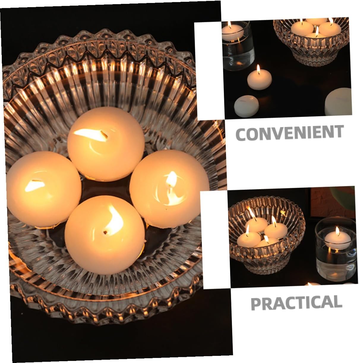 Homoyoyo Floating Wedding Candles 6pcs Small 4.5x2.5cm Unscented Water-Resistant Tealight Candles for Romantic Dinner Party and Water Event Decorations