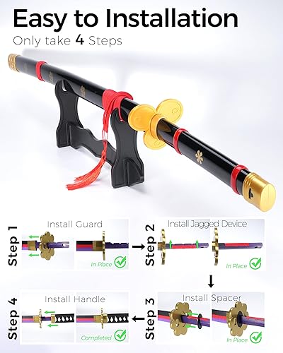 Vista 26 de Cold Blade Toy Sword - 41 inches Toy Katana Replica with Holster Belt and Display Stand - Sword with Authentic Design Shusui