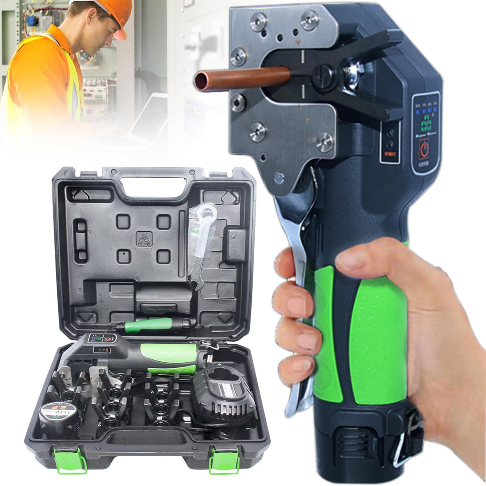 Abocardador eléctrico Cono excéntrico, Kit de abocardadores para Aire Acondicionado y refrigeradores, abocardado de 1/4'' a 3/4'' eficaz y fácil de Usar.
