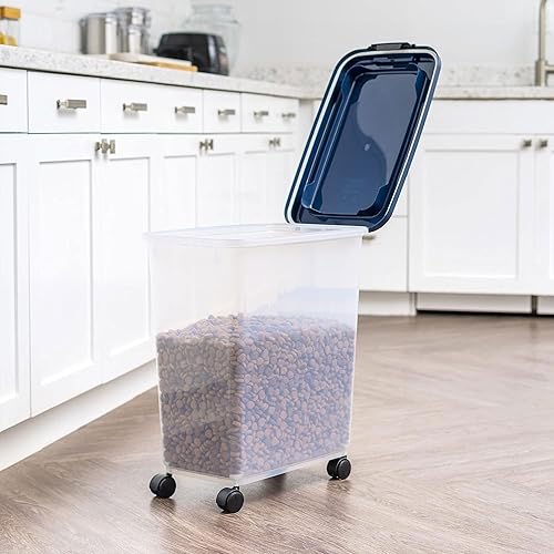 Vista 47 de IRIS USA - Recipiente hermético de 25 libras/33 cuartos de galón. IRIS USA WeatherPro - Contenedor hermético para alimentos para mascotas, con Negro