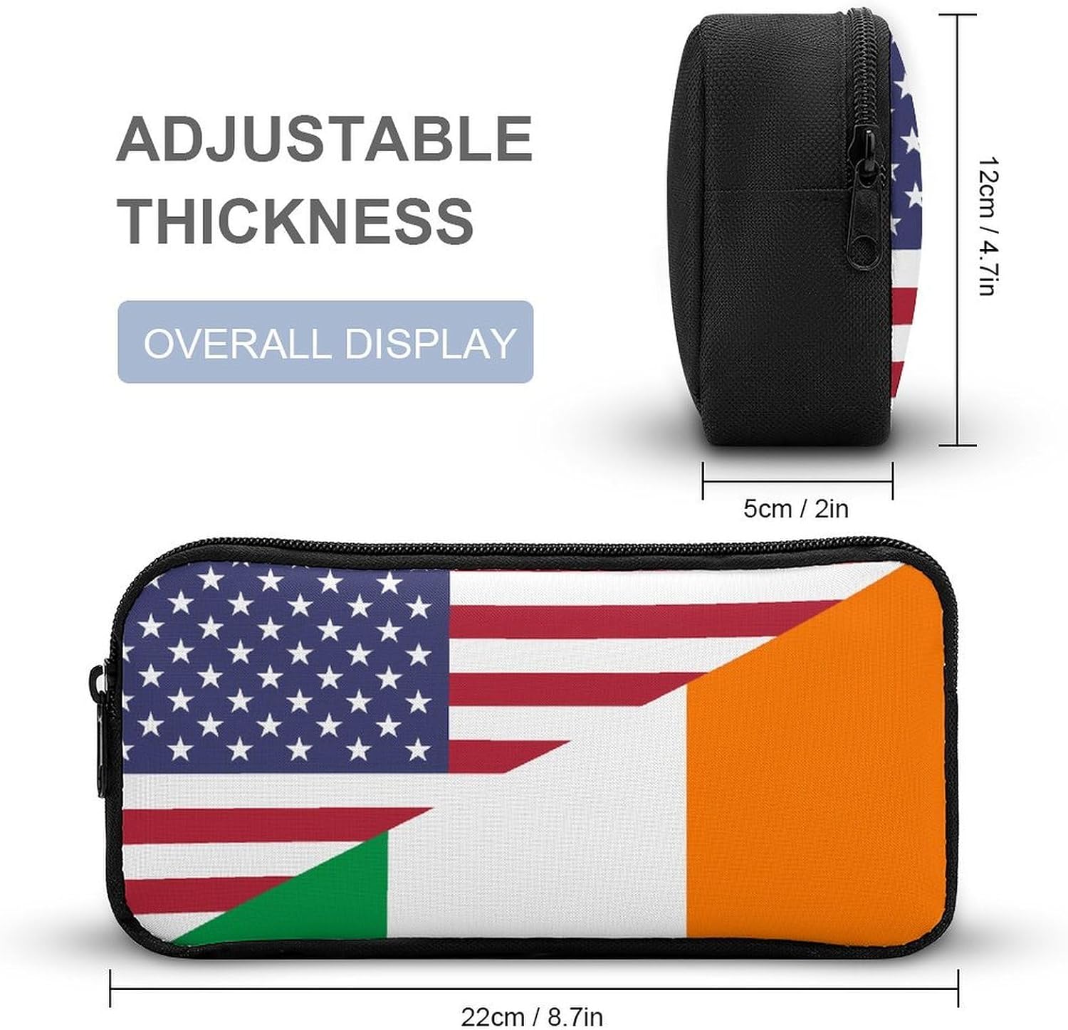 Flag of USA And Ireland Travel Cosmetic Bag Makeup Bag image 2