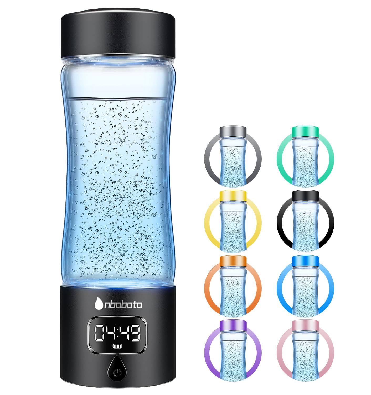 Hydrogen Water Bottle, Healthy Hydrogen Water Generator with Latest SPE PEM Technology, Hydrogen Water Ionizer Machine,Separates Hydrogen and Oxygen, Gift for Home,Travel, Sports (Grey, 9.05*Φ2.63in)