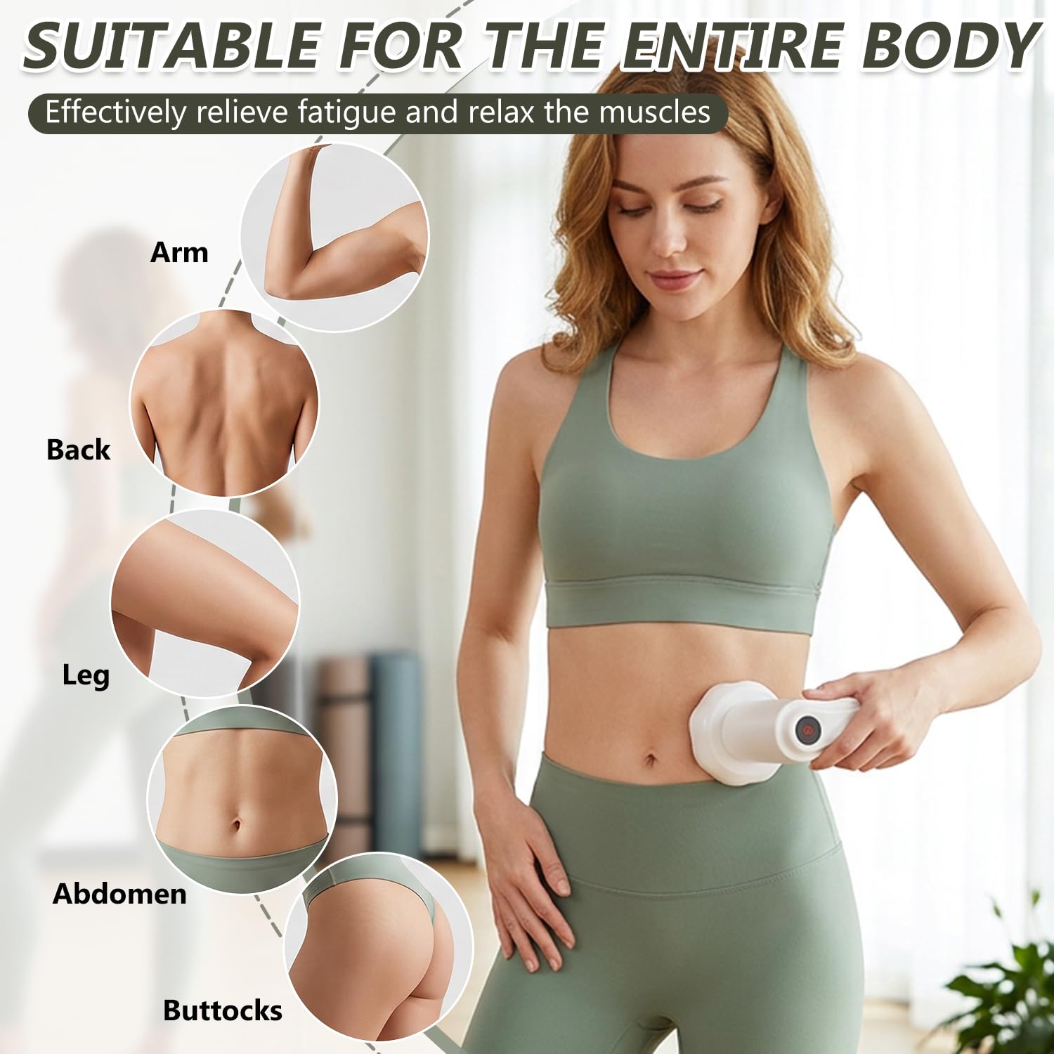 Masseur Anti Cellulite Electrique, Appareil de Massage Cellulite Rechargeable avec 6 Têtes Massage 8 Vitesses pour Remodelage et Perte de Poids Corps Jambes Ventre Bras Fessiers