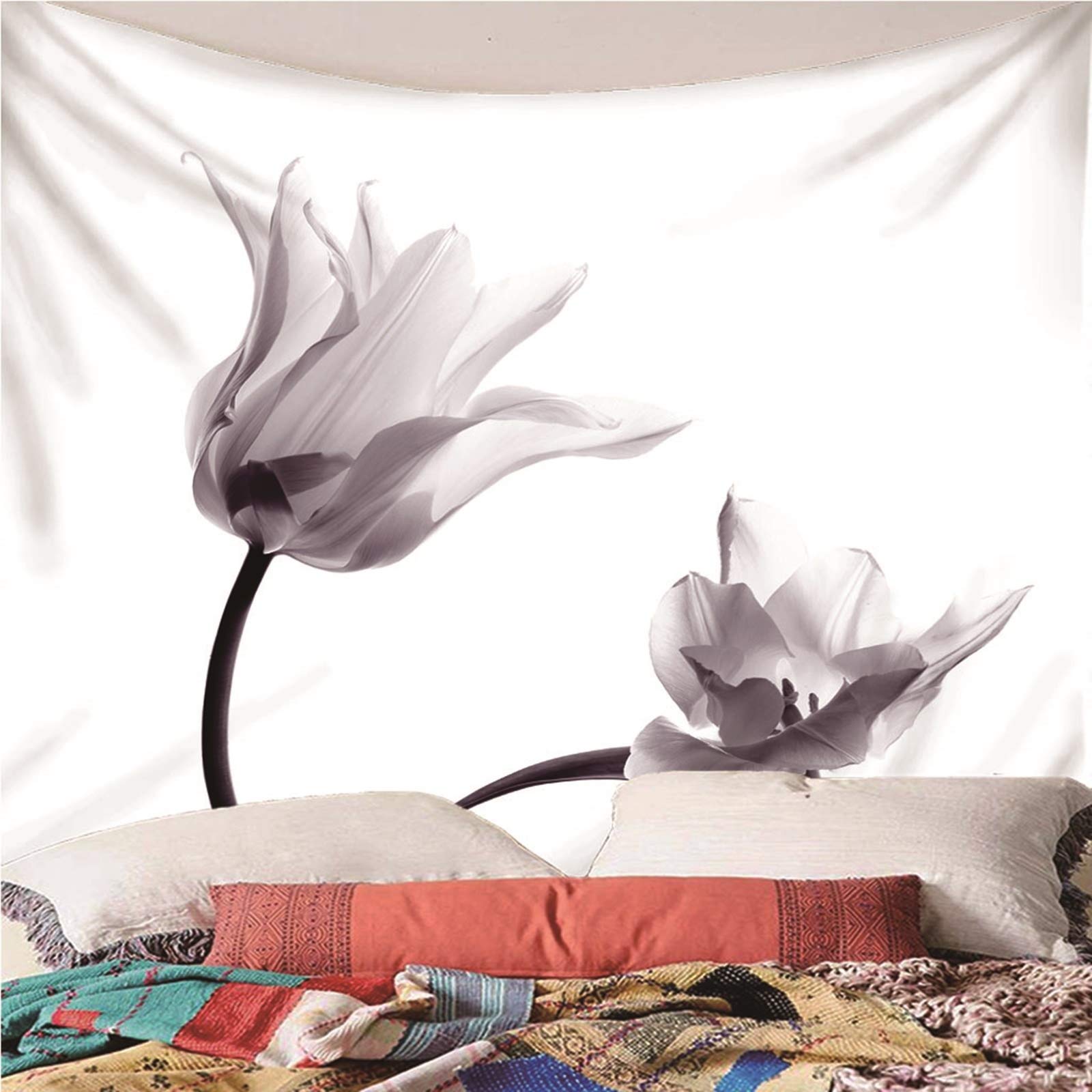 CEVAN Wandbehang Teppich Wanddekoration Teppich Narzisse Wandbehang Vorhang Wanddekoration Jungs Kunst Dekorationen Decke Wandbehang Stoff Weiß 300x250cm