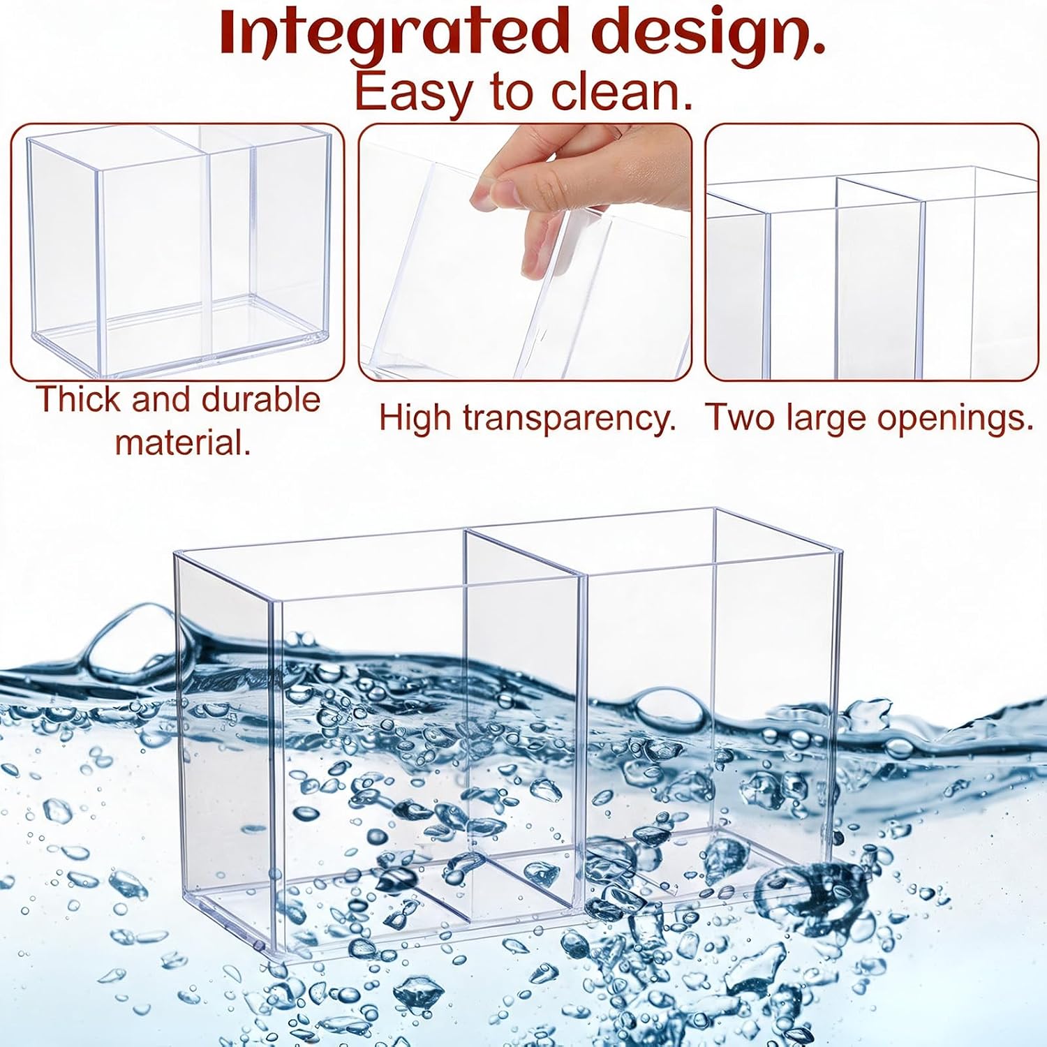 cobee Acrylic Organizer,4.72×2.56×3.74 in 2-Sectio Utensil Storage