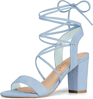 Allegra K Women's Lace Up Block High Heels Sandals
