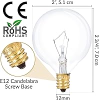 Vista 2 de Simba Lighting Bombilla redonda G16.5 con forma de globo pequeño de 25 W, base de candelabro E12 (paquete de 10) para candelabro, ventilador