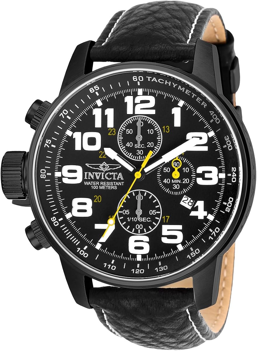 Reloj de cuarzo izquierdo con correa de cuero para hombre I-Force de Invicta