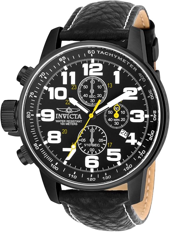 Reloj de cuarzo izquierdo con correa de cuero para hombre I-Force de Invicta