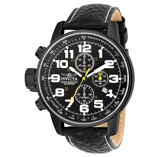 Invicta Relógio masculino I-Force de quartzo canhoto com pulseira de couro Invicta Relógio masculino I-Force de quartzo canhoto com pulseira de couro