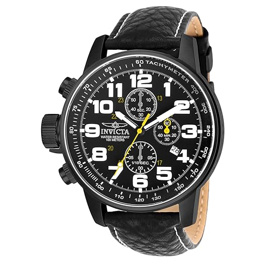 Relógio masculino Invicta I-Force 3332, pulseira de couro, preto