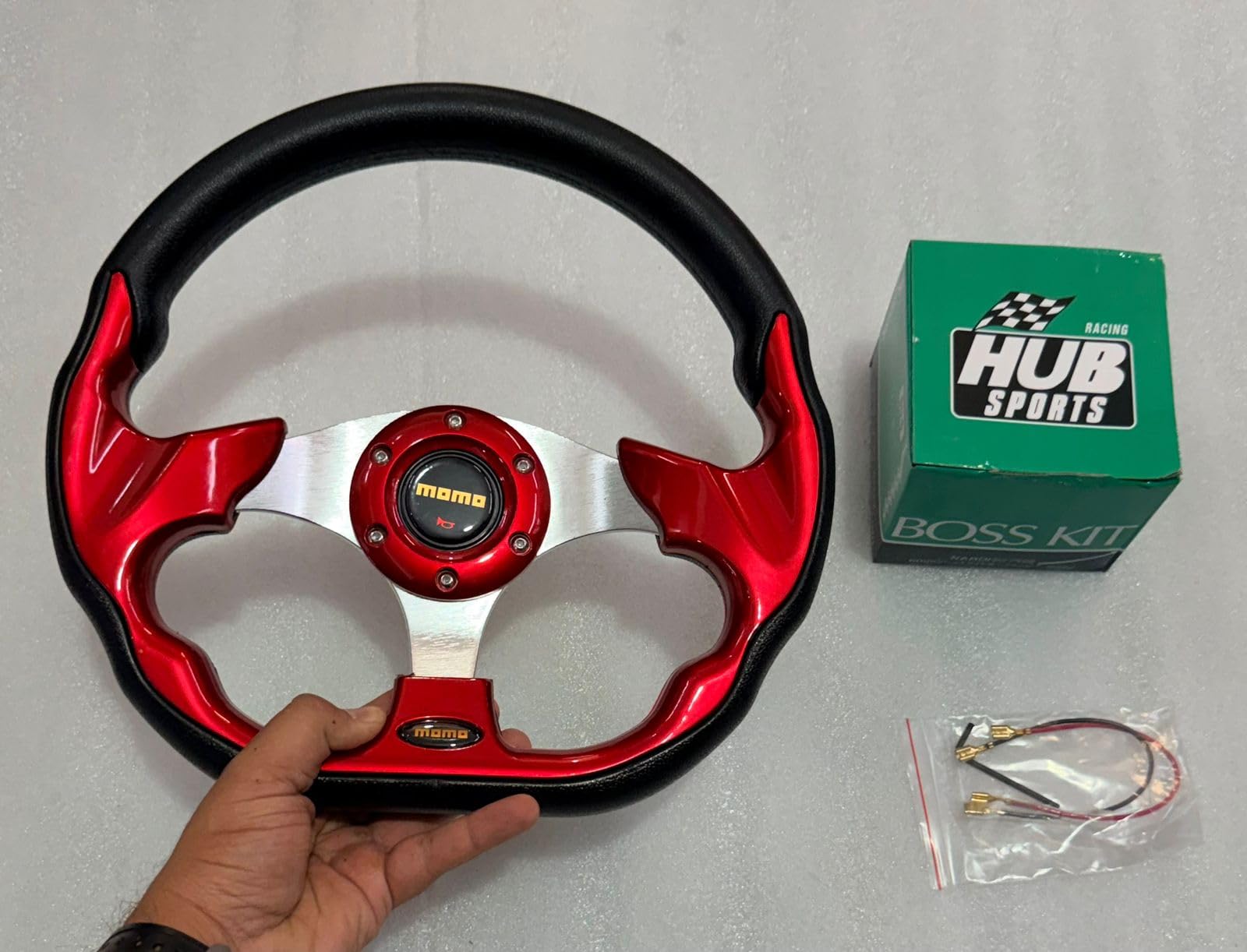 Red D Shape 12INCH Steering Wheel for Sports Car Look Rally Race Off Road with HUB Free Universal-image-31