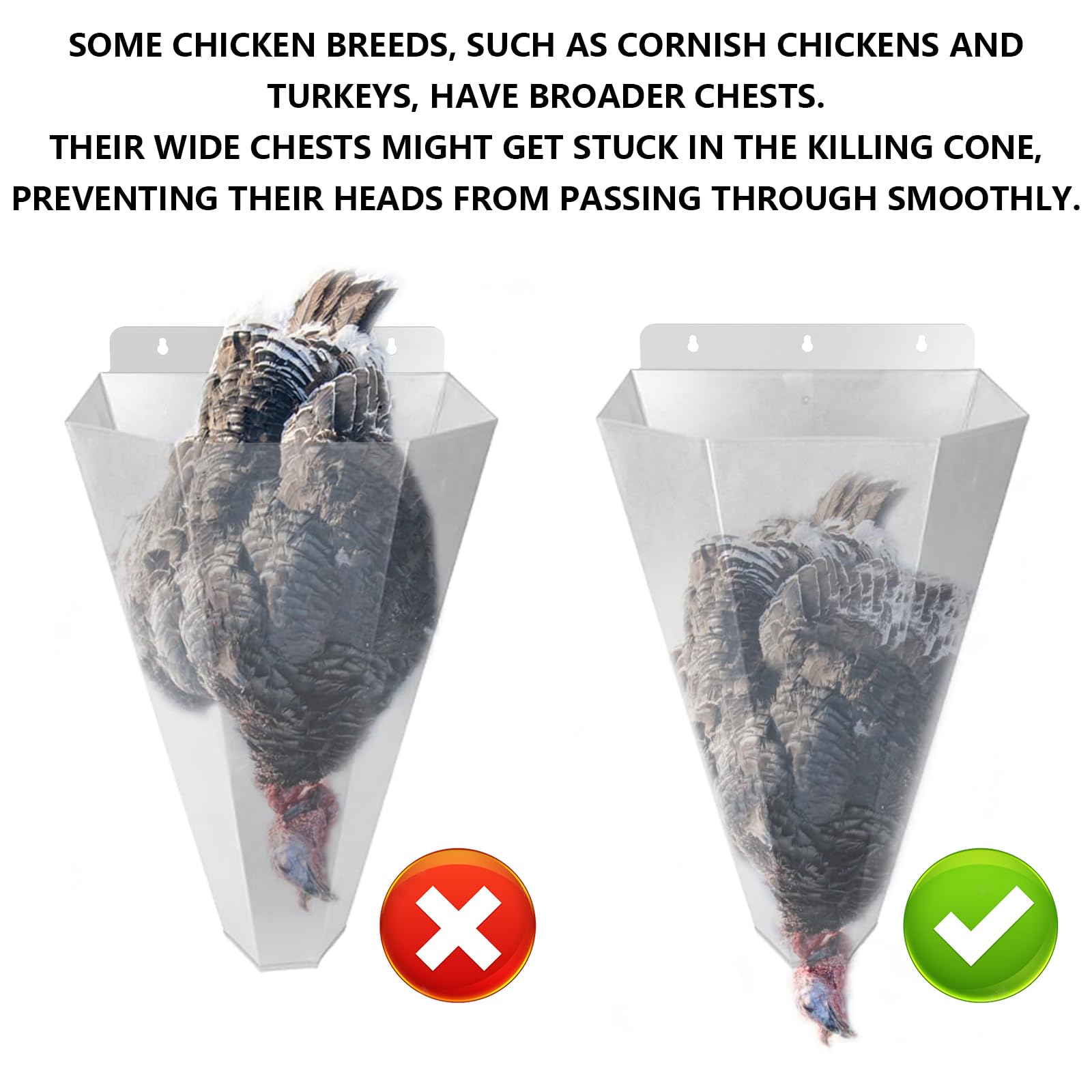 Imbuto da macello per pollame, Grande Cono in Acciaio Zincato per la Lavorazione del Pollame Cono di Pollo per Macellazione Antiruggine per Polli da Carne Galline Ovaiole