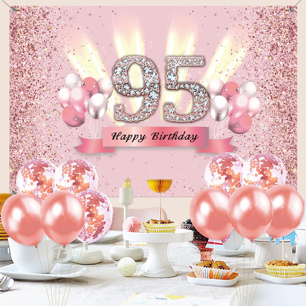 '95 Years Loved' Banner – Goldenes Glitzer-Banner Für 95. Geburtstag Oder Hochzeitstag, Zum Selberbasteln