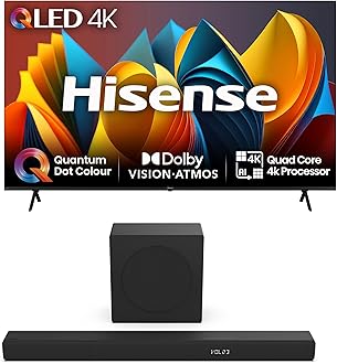 Hisense TV & Soundbar Bundle: 85E7NQTUK TV with Quantum Dot Colour, Dolby Vision Plus the HS3100 Soundbar with 480W Power, Direct Surging Sound, The Perfect Match for the ultimate Audio-Visual Experi