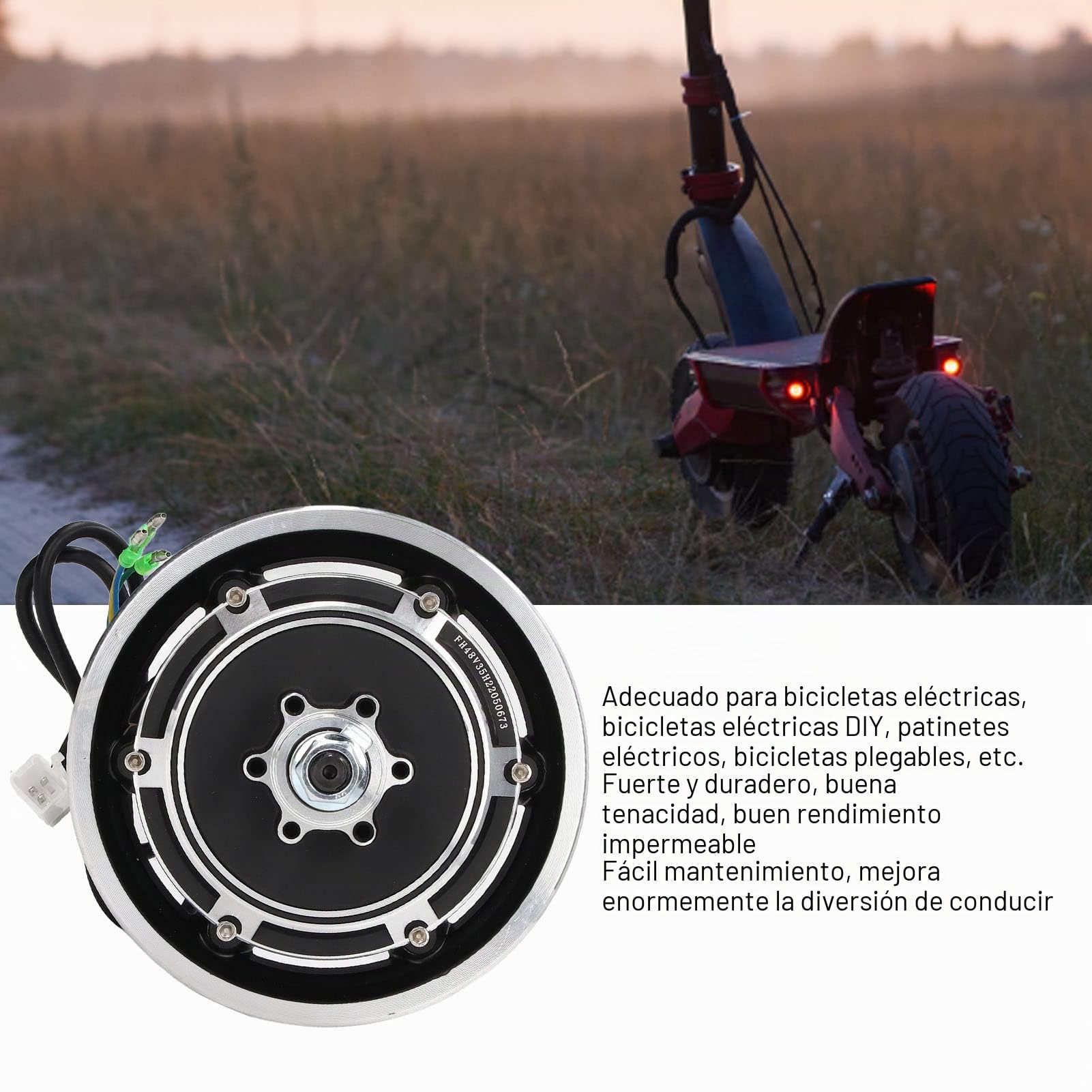 Cubo de Rueda Scooter Eléctrico, Motor sin Escobillas 1000W 48V con Freno Disco, Accesorio Bicicleta Eléctrica para Uso Urbano, Reparación y Personalización de Vehículos Eléctricos