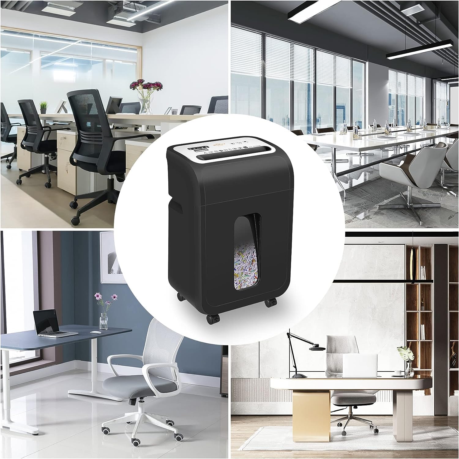 VidaTeco Niszczarka do dokumentów do biura i biura domowego – niszczarka papieru z 15 arkuszami cięcia krzyżowego P4, czas pracy 60 min, kosz na papier 20 l, cichy 58 dB