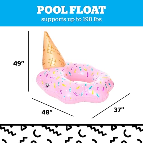 Miniatura 3 de BigMouth Inc. - Flotador de piscina de helado de fusión, tubo de natación de vinilo grueso, 4 pies de ancho, soporta 200 libras e incluye kit de
