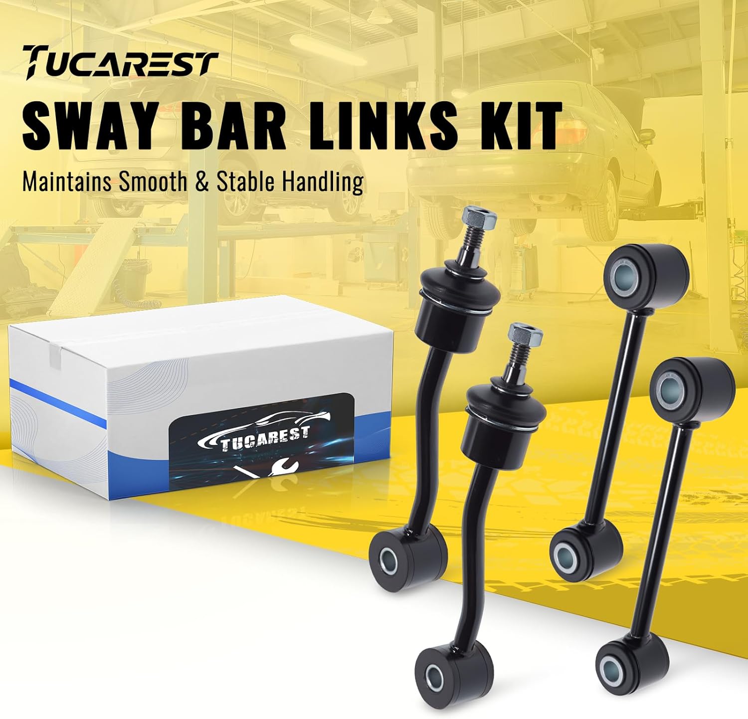 TUCAREST Front Rear Sway Bar Stabilizer Link 4Pcs (K80244 K3197) Compatible With 1997-2006 Je-ep Wrangler TJ [# 5208771AB 52088896AA 52087771 52087863]